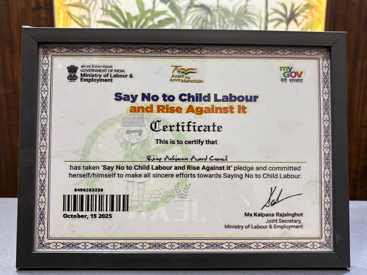 SAY NO TO CHILD LABOUR PLEDGE